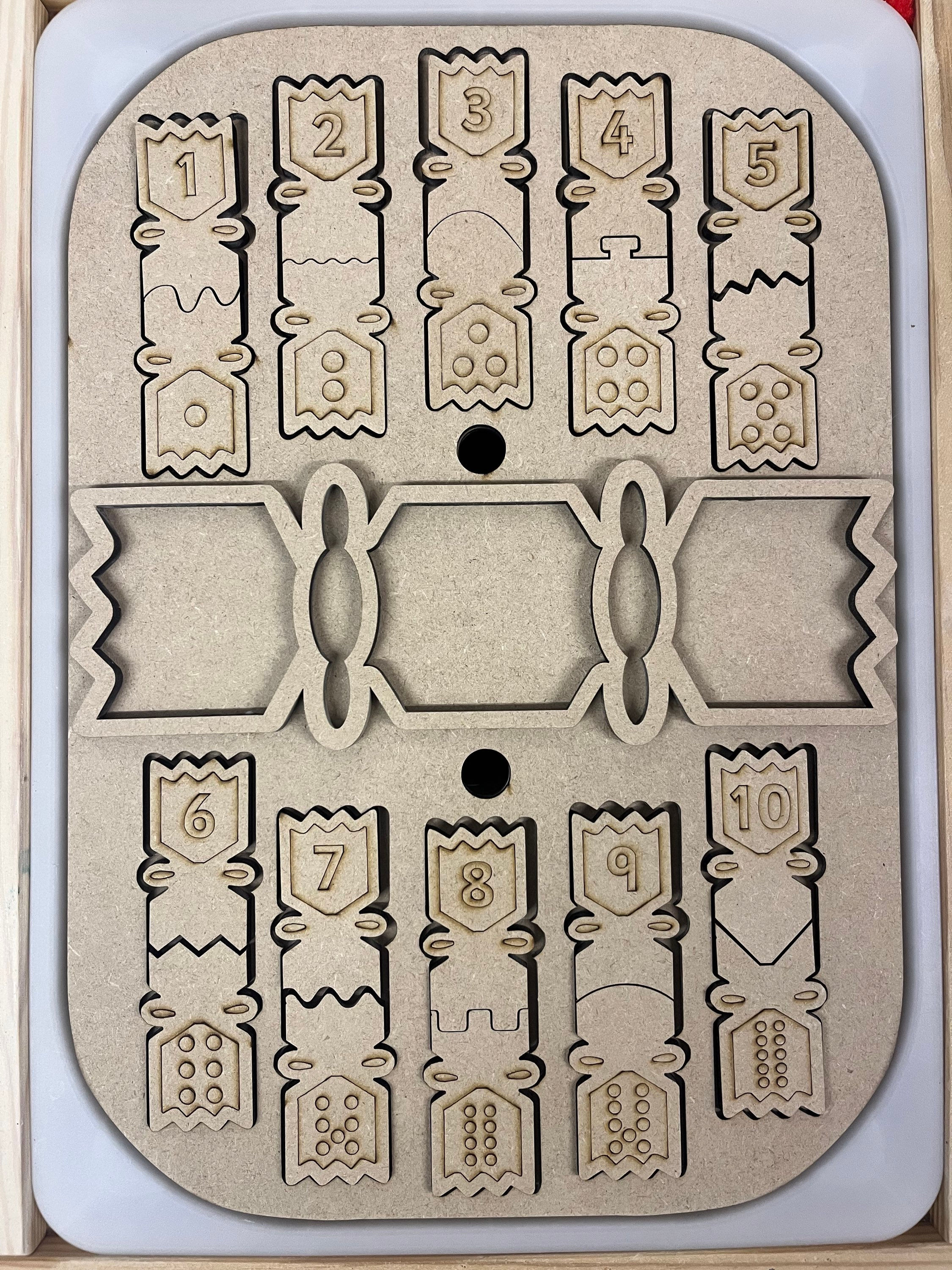 Christmas cracker matching activity lid