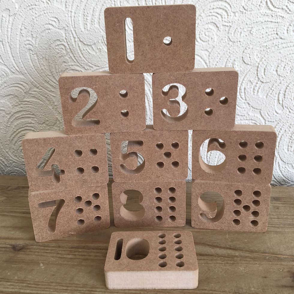 Set of 10 Number Blocks with holes