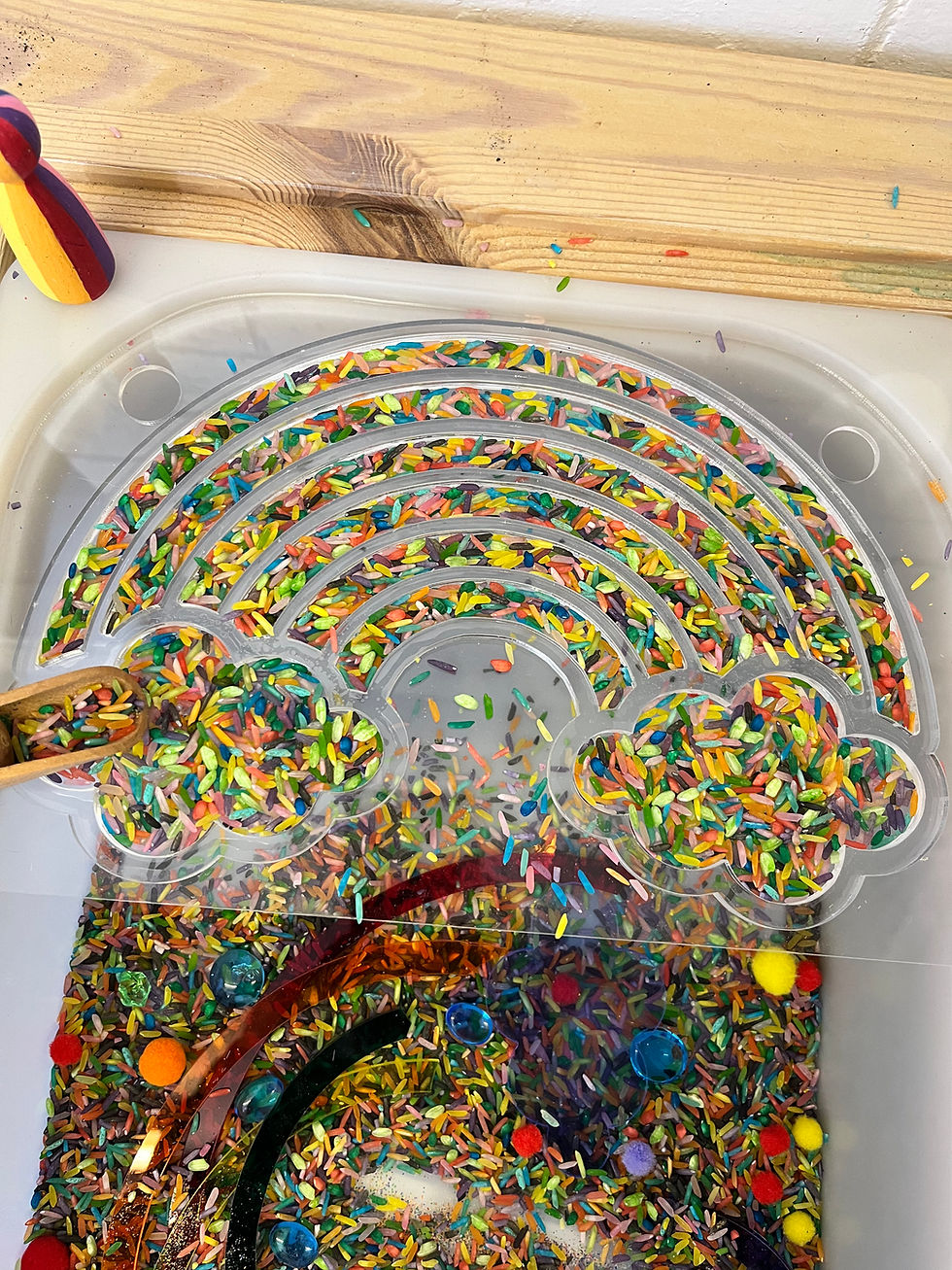 Thumbnail: Trofast rainbow acrylic sensory tray (with puzzle pieces)