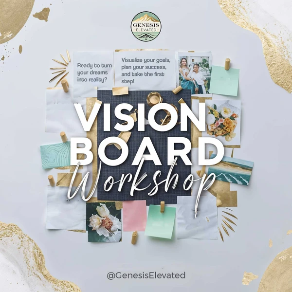 In progress vision board with sticky notes