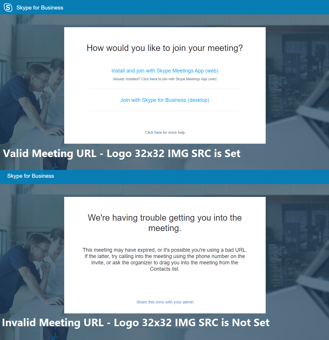 skype for business app not showing meetings