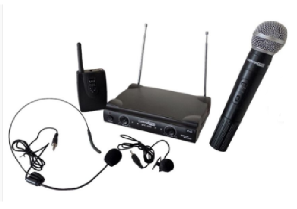 Miniatura: Sistema de micrófonos inalámbricos de doble canal VHF