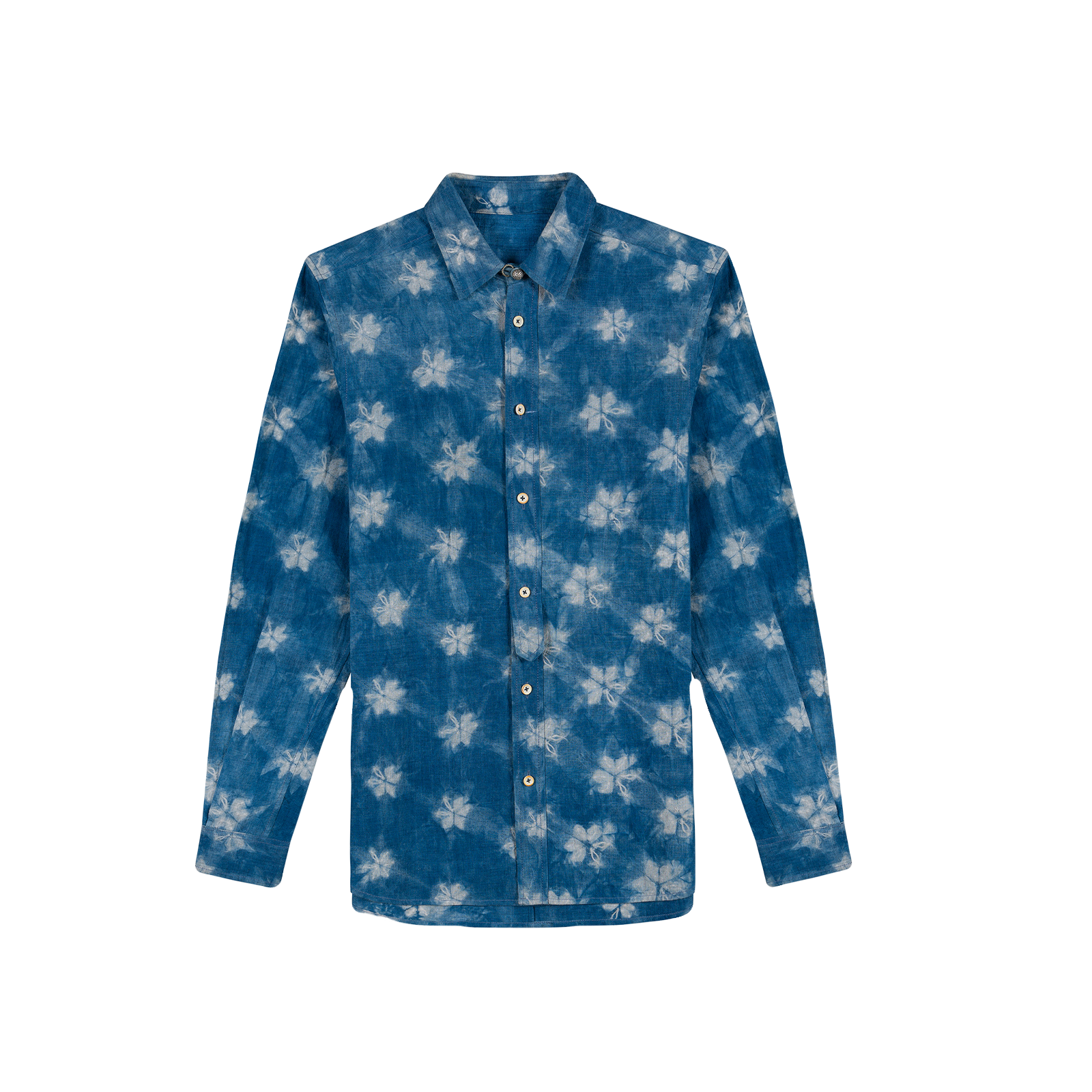 HAND WOVEN TIE AND DYED INDIGO COTTON SHIRT