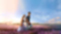 A couple walks hand-in-hand through a lavender field at sunset. The sky is a mix of pink and blue. Text reads "The Map That Leads to You."
