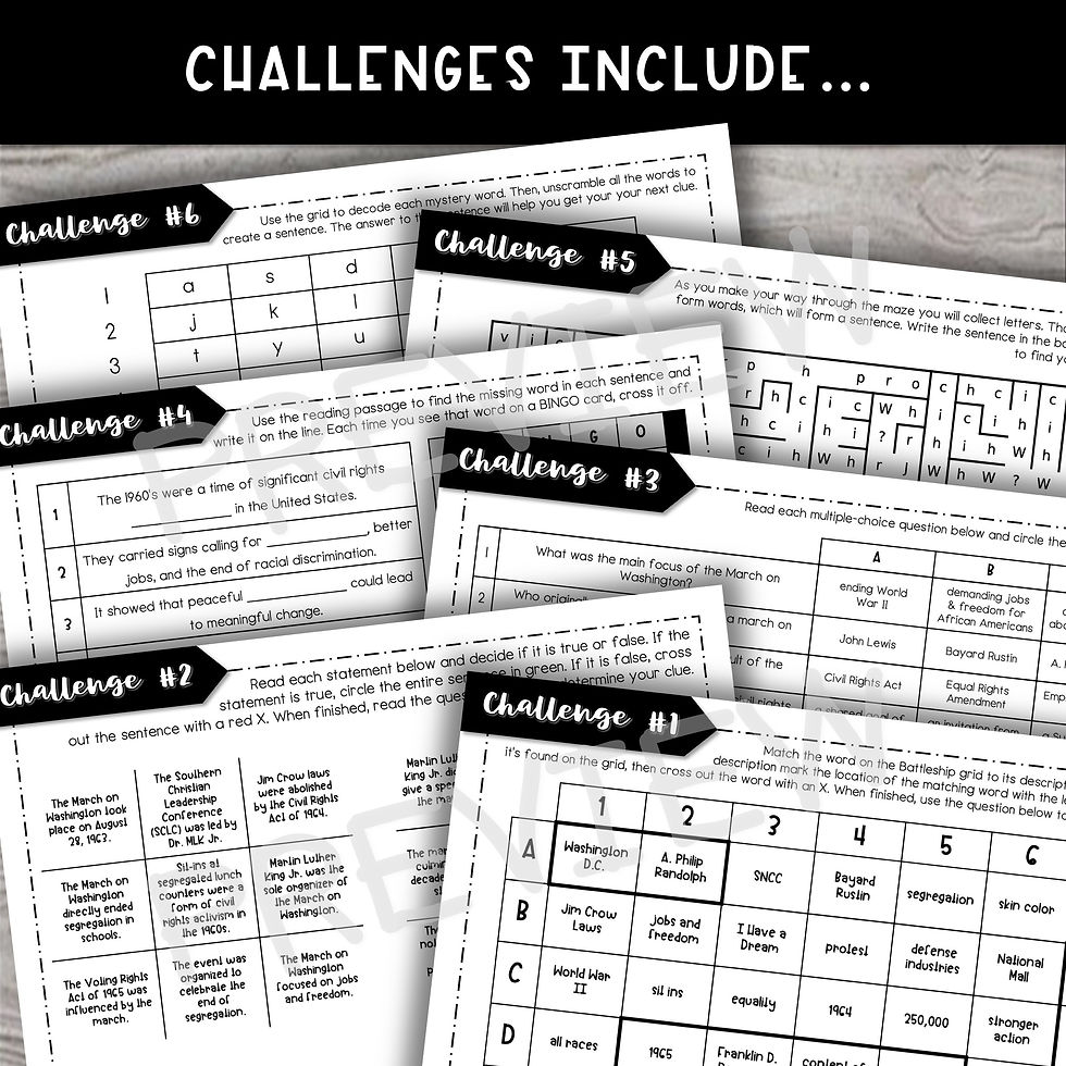 Thumbnail: The March on Washington ESCAPE ROOM Activity - Reading Comprehension