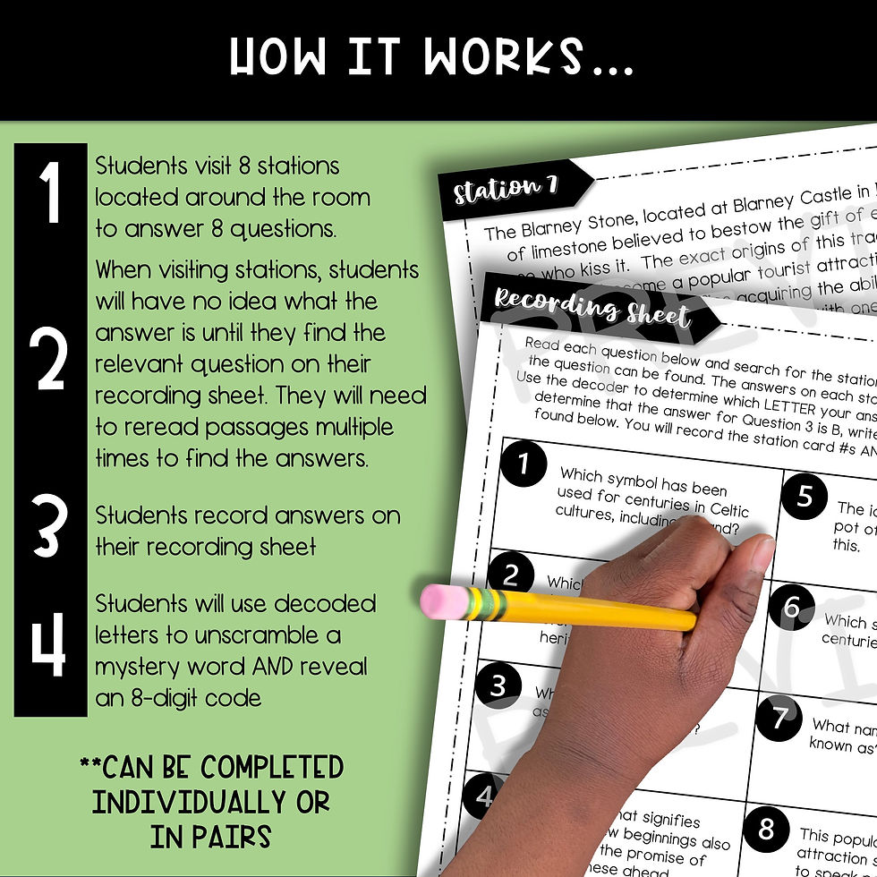 Thumbnail: St. Patrick's Day SCAVENGER HUNT STATIONS - Reading Comprehension - Symbols