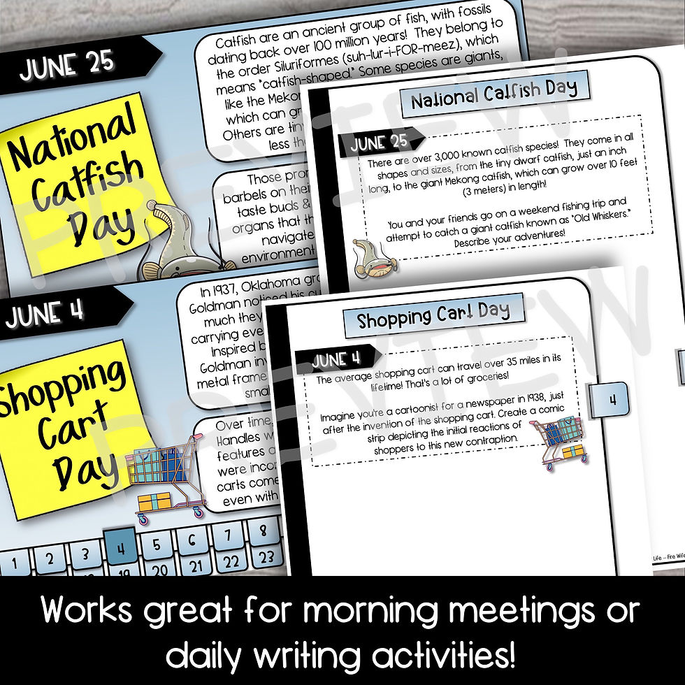 Thumbnail: Morning Meeting National Days Daily Writing Prompts and Slides Bundle - JUNE