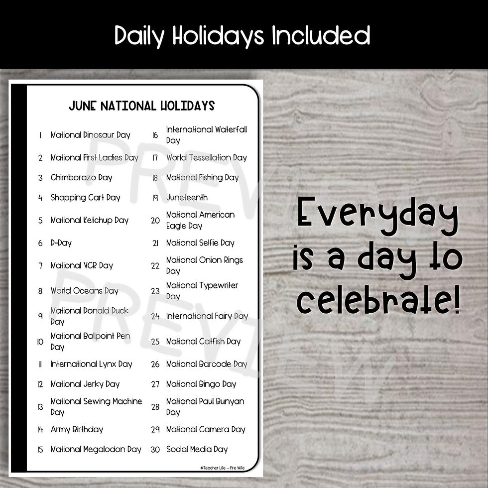 Thumbnail: Morning Meeting National Days Daily Writing Prompts and Slides Bundle - JUNE