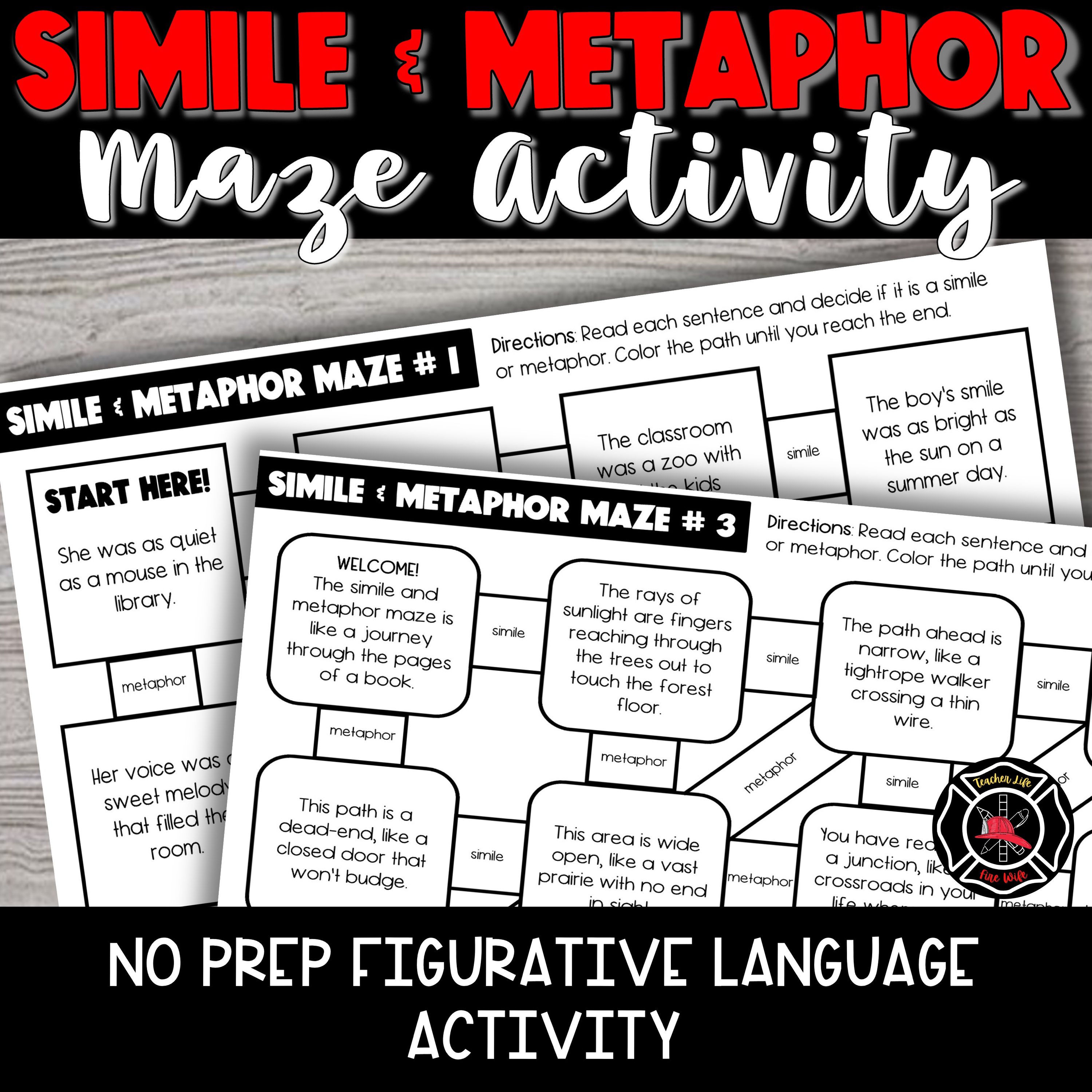 Simile and Metaphor Maze - A Figurative Language Activity - Printable & Digital