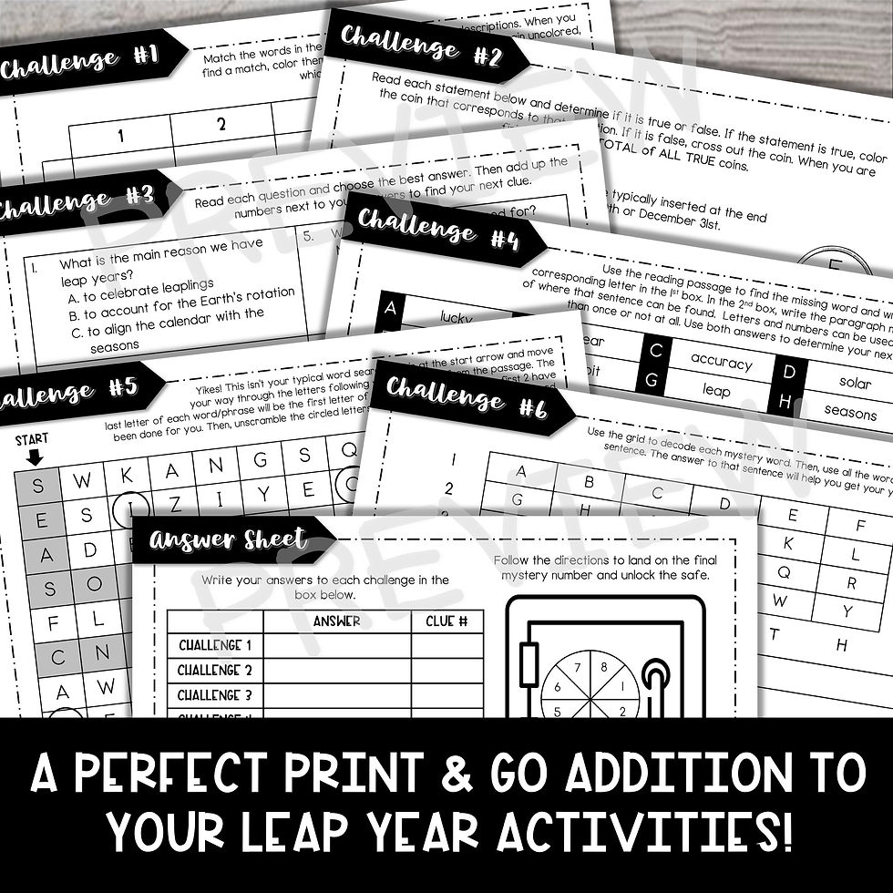 Thumbnail: Leap Year History ESCAPE ROOM Activity - Reading Comprehension - Leap Day
