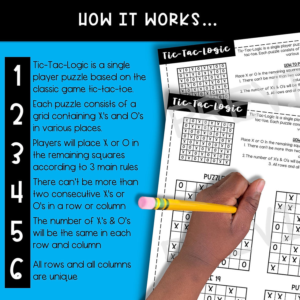 Thumbnail: Tic Tac Logic Brainteaser Puzzle Activity - Pack 1