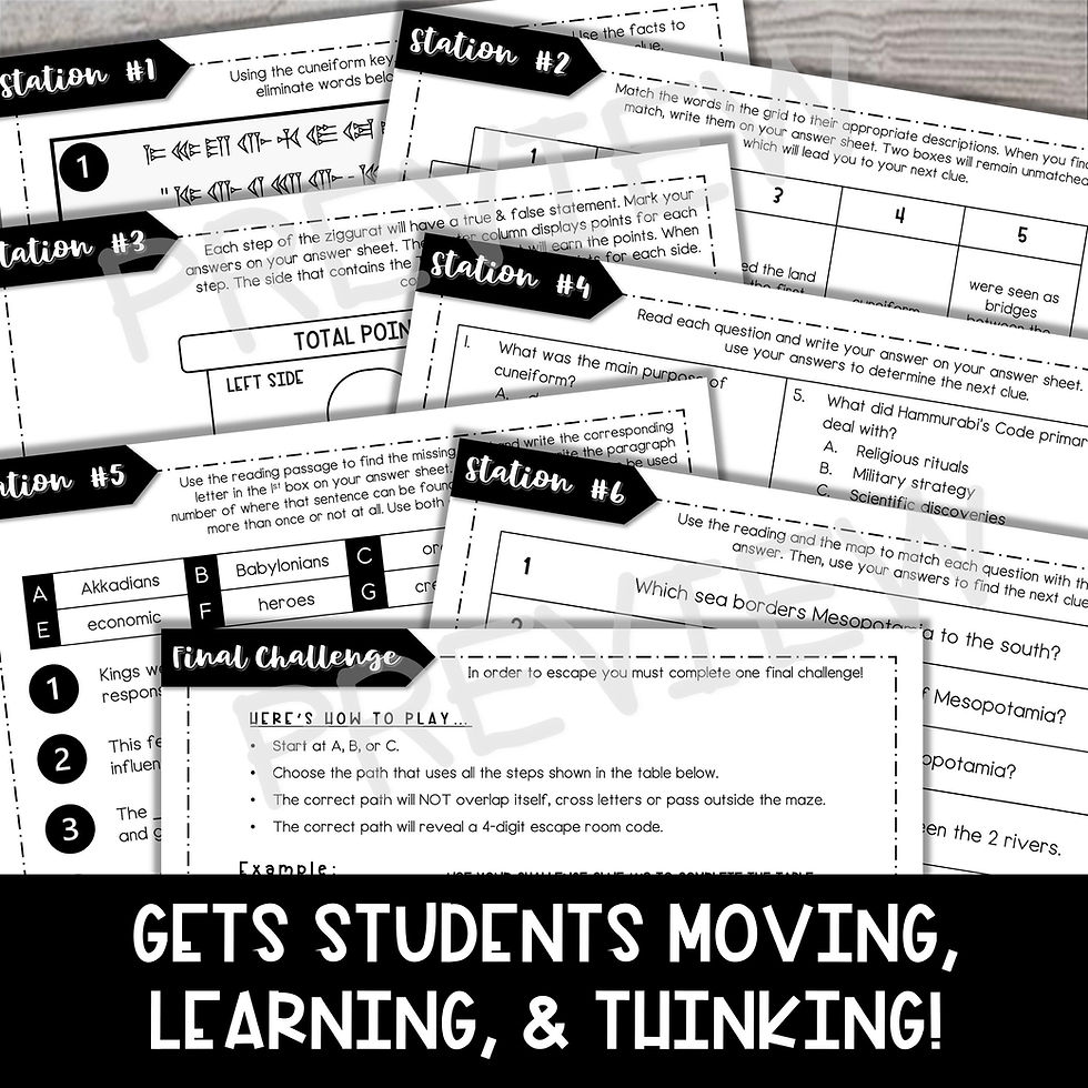 Thumbnail: Mesopotamia ESCAPE ROOM STATIONS - Reading Comprehension - Ancient Civilizations