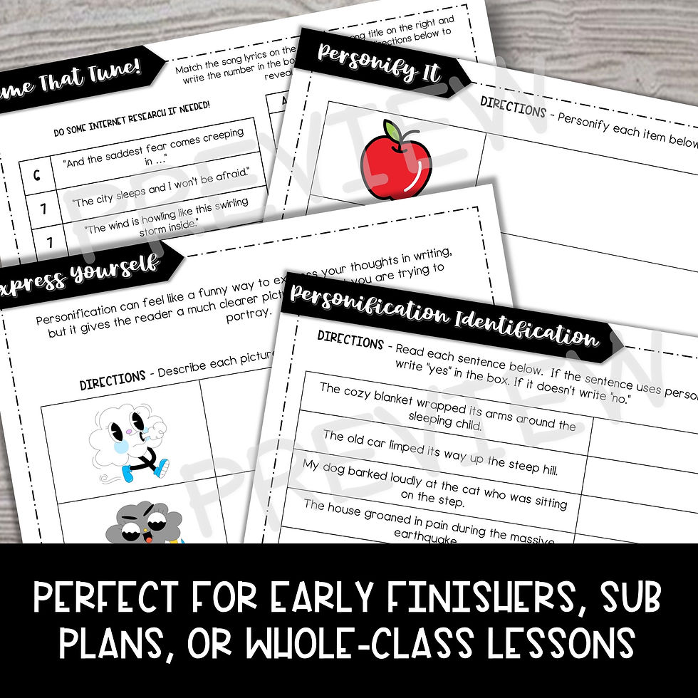 Thumbnail: Personification Practice - A Figurative Language Activity