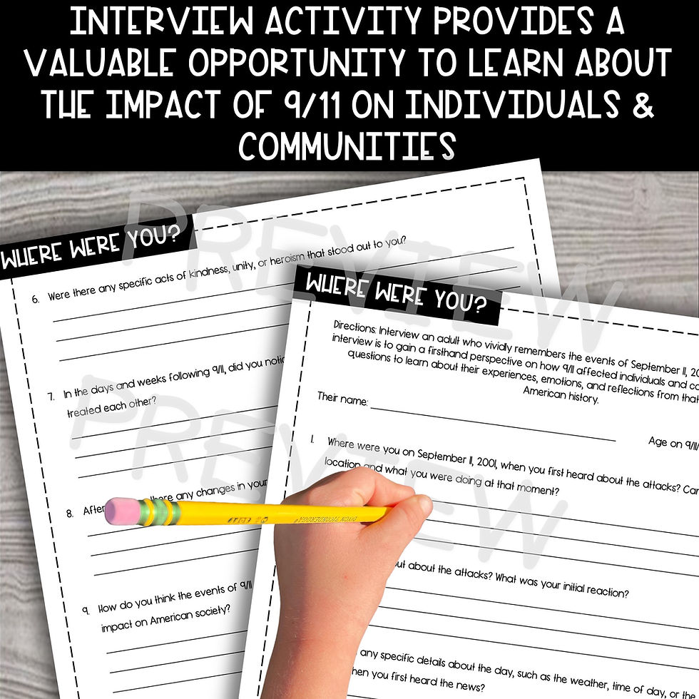 Thumbnail: 9-11 Patriot Day - September 11th Reading Comprehension & Activity Pack