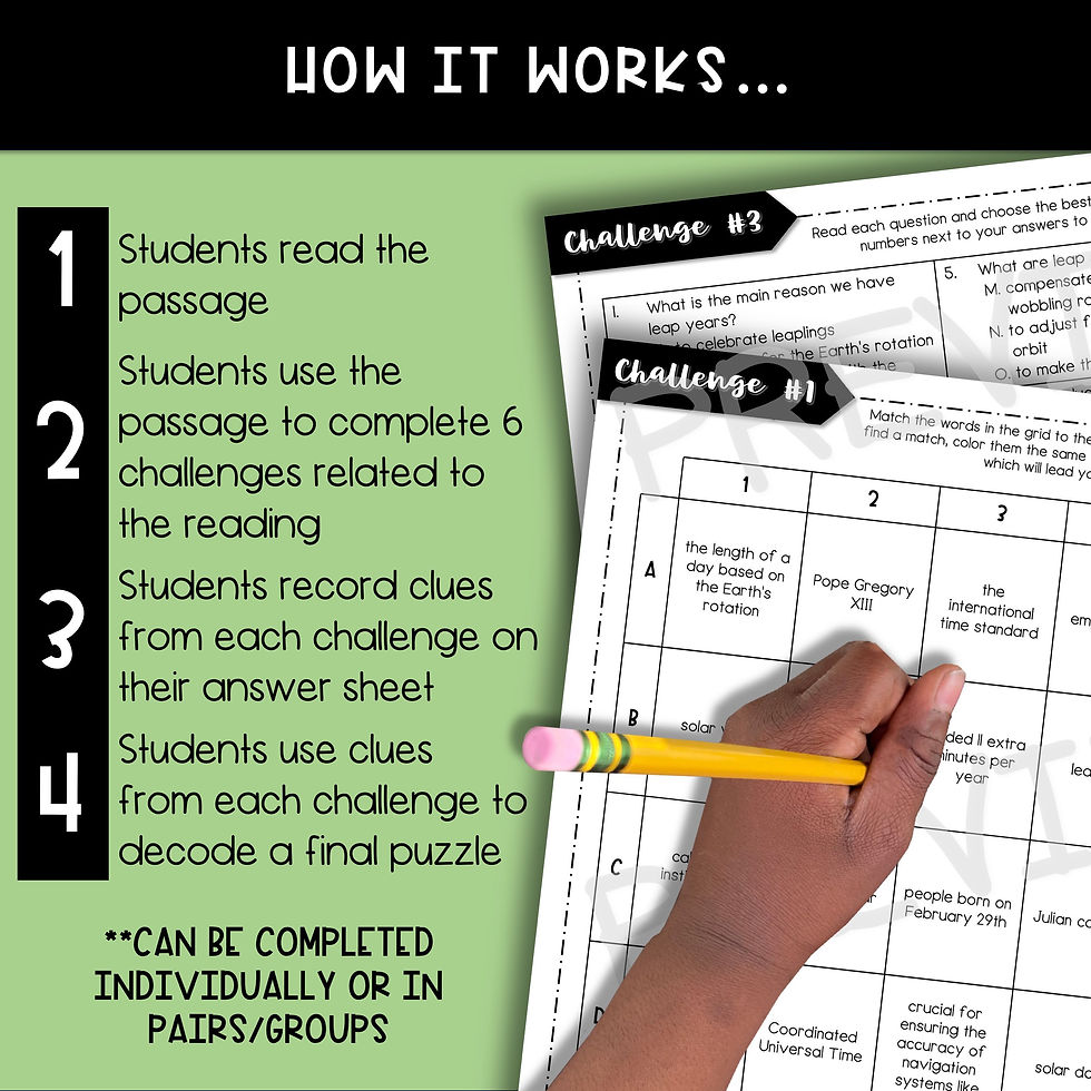 Thumbnail: Leap Year History ESCAPE ROOM Activity - Reading Comprehension - Leap Day