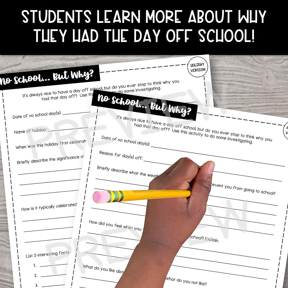 Thumbnail: No School! But Why? - A Back to School Research Activity