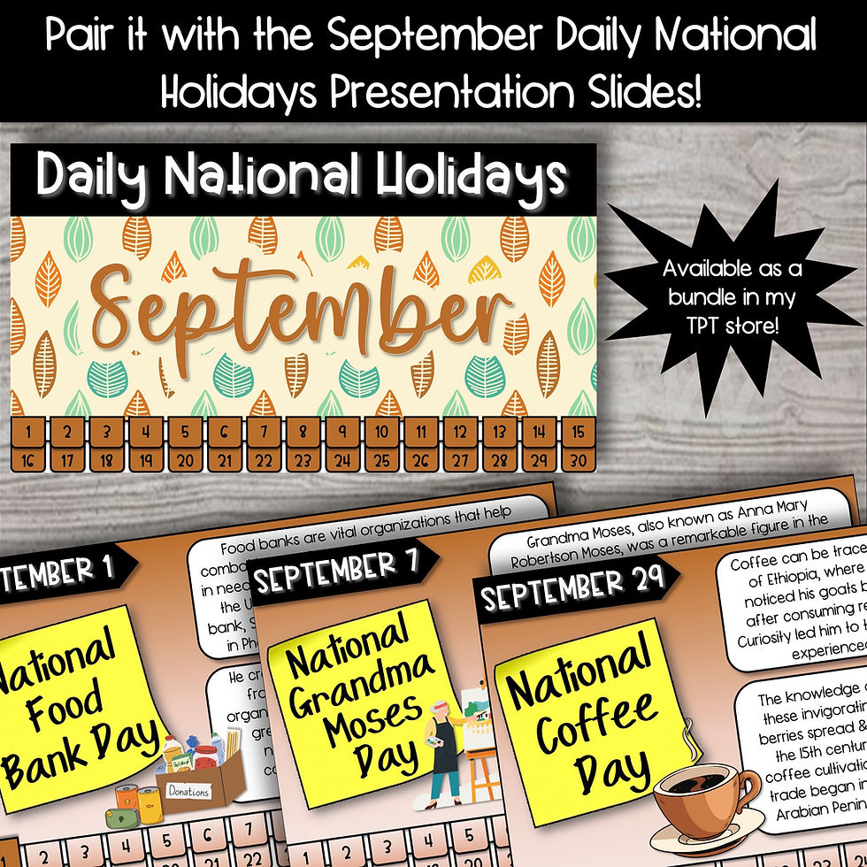 Thumbnail: Morning Meeting National Days Daily Writing Prompts - SEPTEMBER