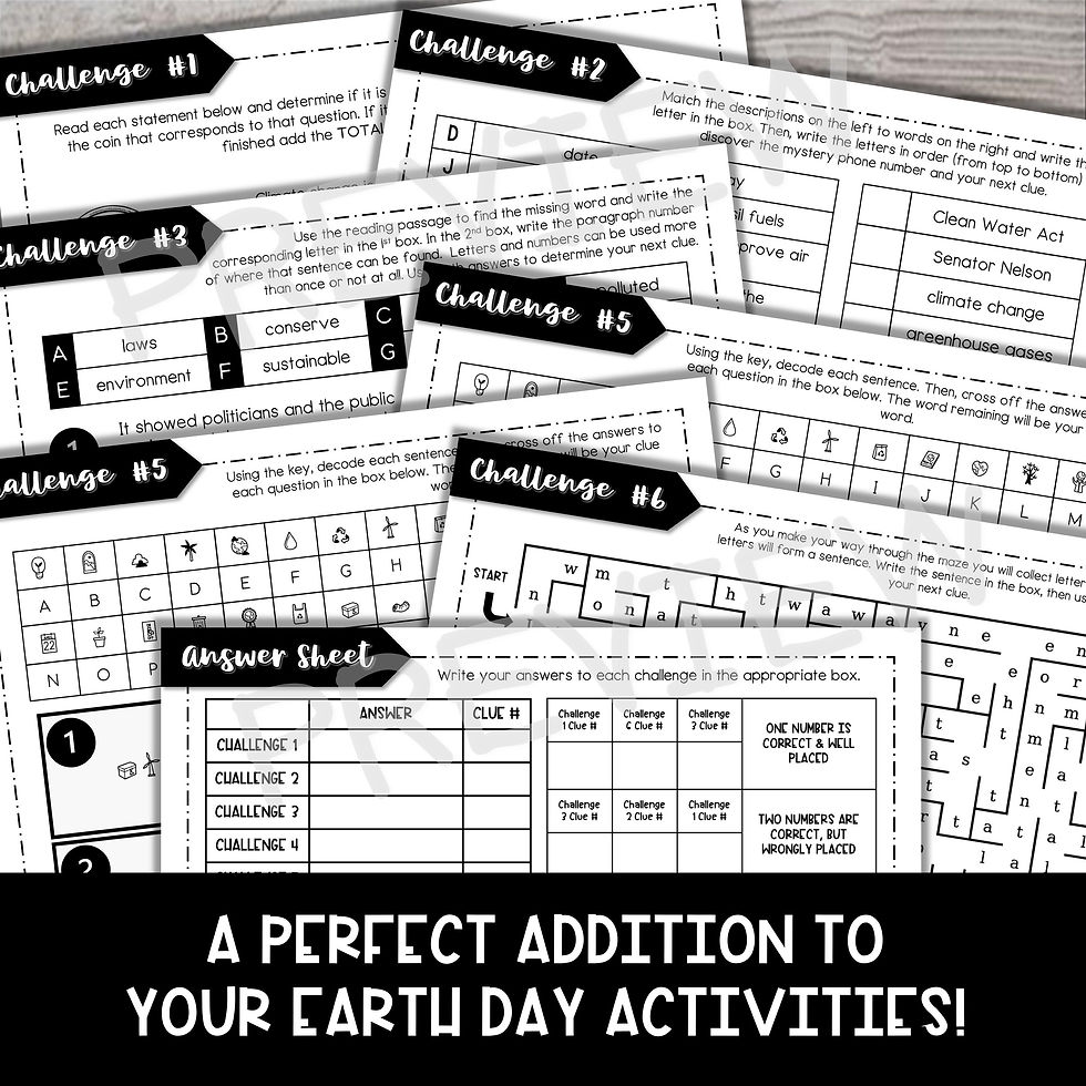 Thumbnail: Earth Day History ESCAPE ROOM - Reading Comprehension - Earth Day Activity