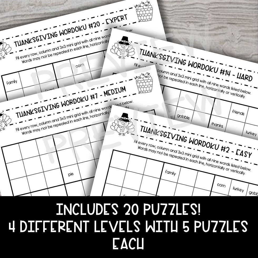 Thumbnail: Wordoku: Sudoku with Words Brainteaser - Thanksgiving Edition