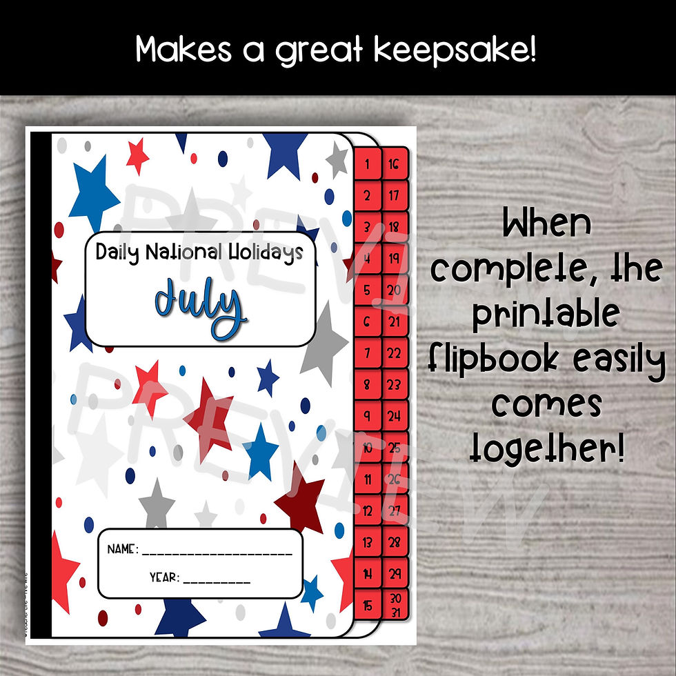 Thumbnail: Morning Meeting National Days Daily Writing Prompts and Slides Bundle - JULY