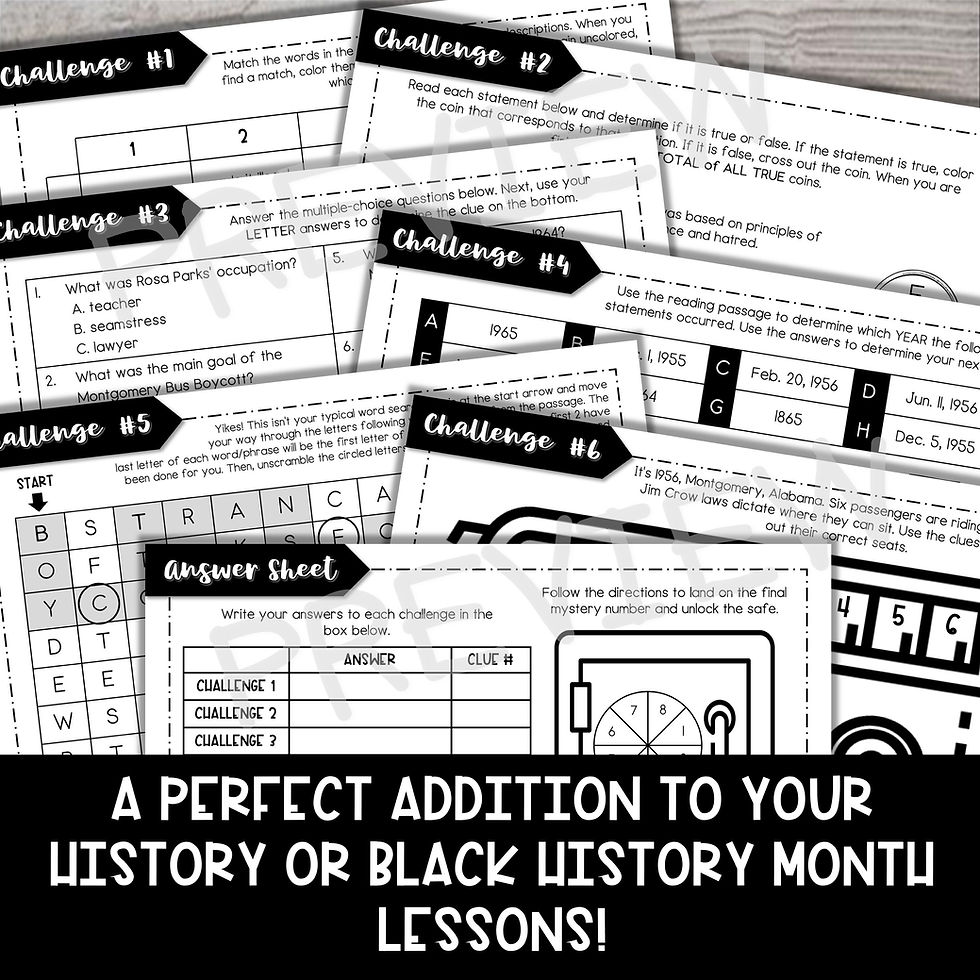 Thumbnail: Montgomery Bus Boycott ESCAPE ROOM Activity - Reading Comprehension