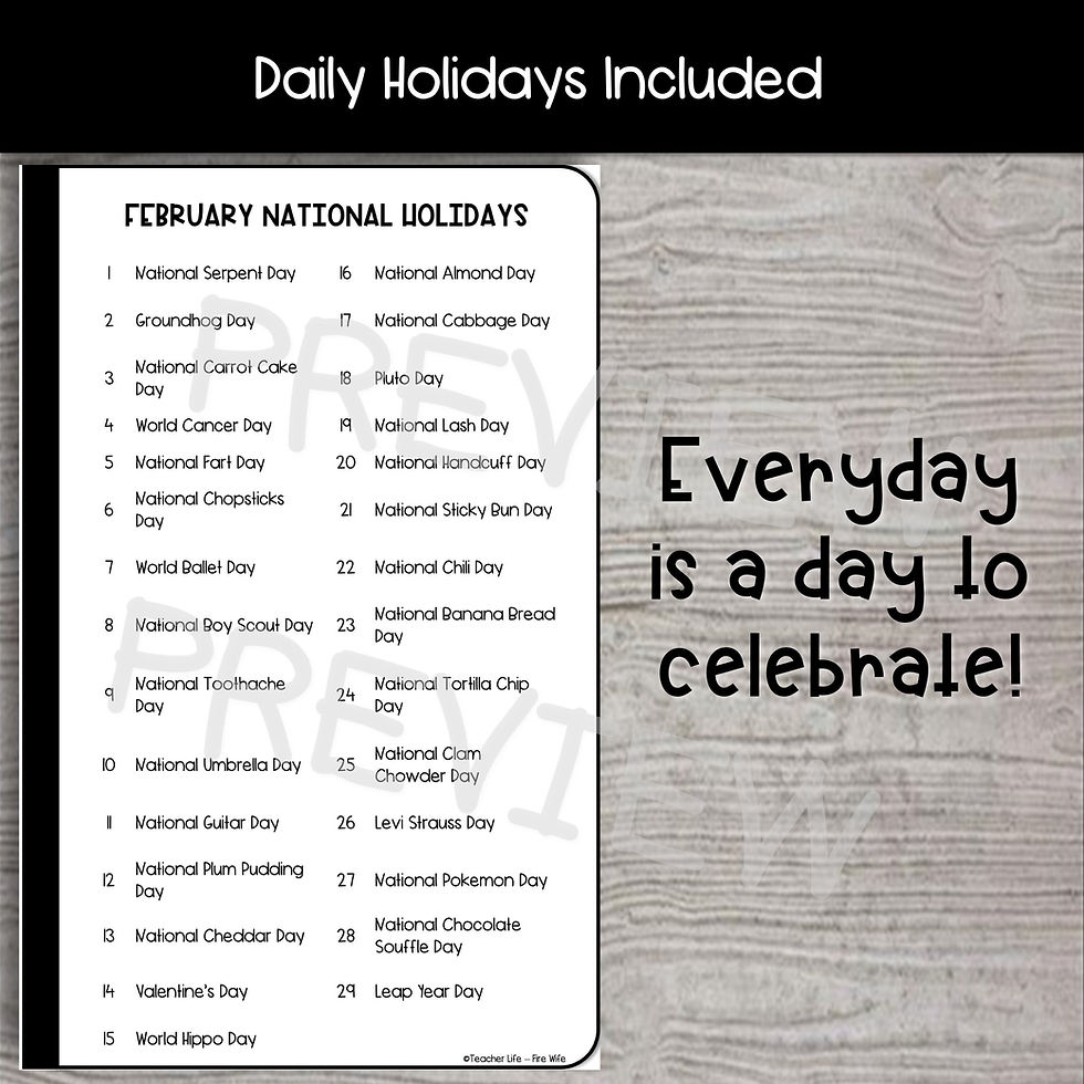 Thumbnail: Morning Meeting National Days Daily Writing Prompts and Slides Bundle - FEBRUARY