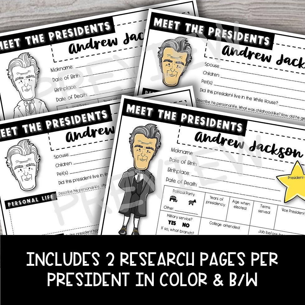 Thumbnail: Meet the Presidents - A President's Day Research Activity