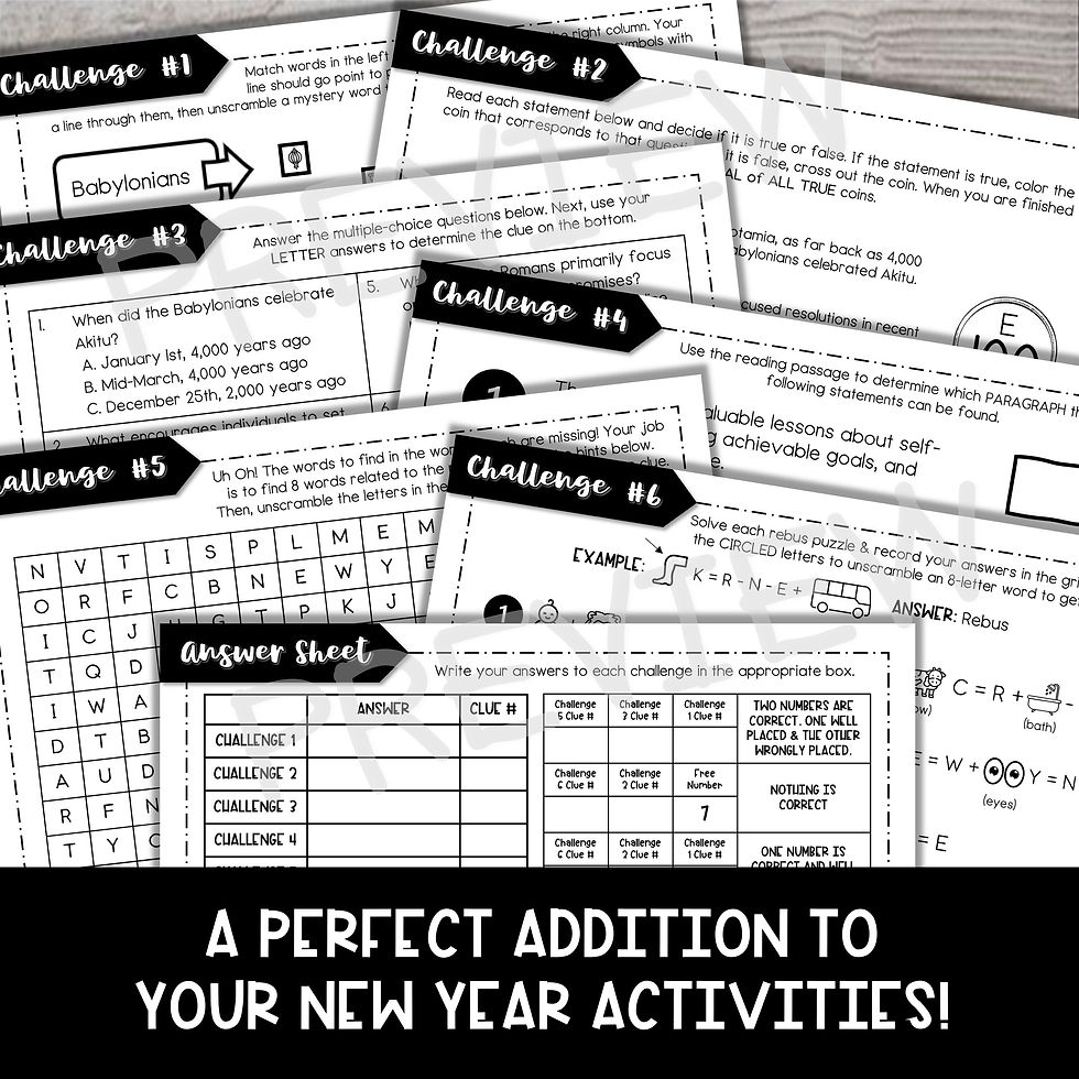 Thumbnail: New Year ESCAPE ROOM Activity - Reading Comprehension - New Years Resolutions