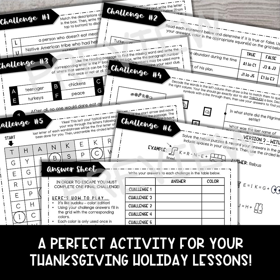 Thumbnail: Thanksgiving ESCAPE ROOM - Reading Comprehension - Holiday Activity