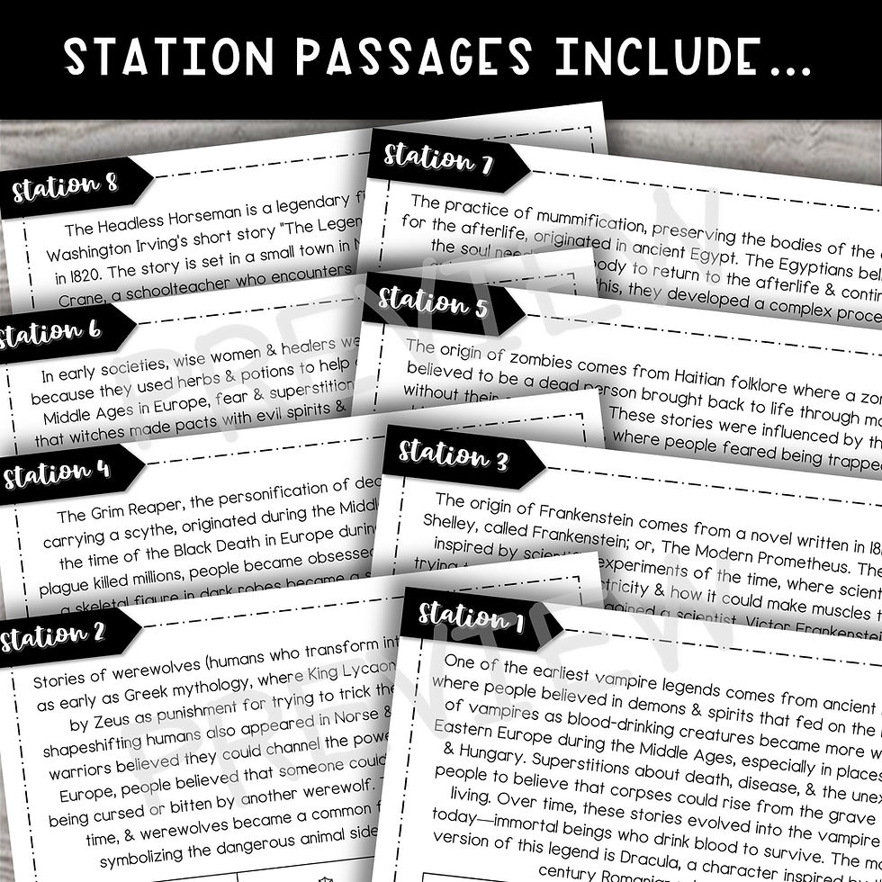 Thumbnail: Halloween Monsters SCAVENGER HUNT STATIONS - Reading Comprehension