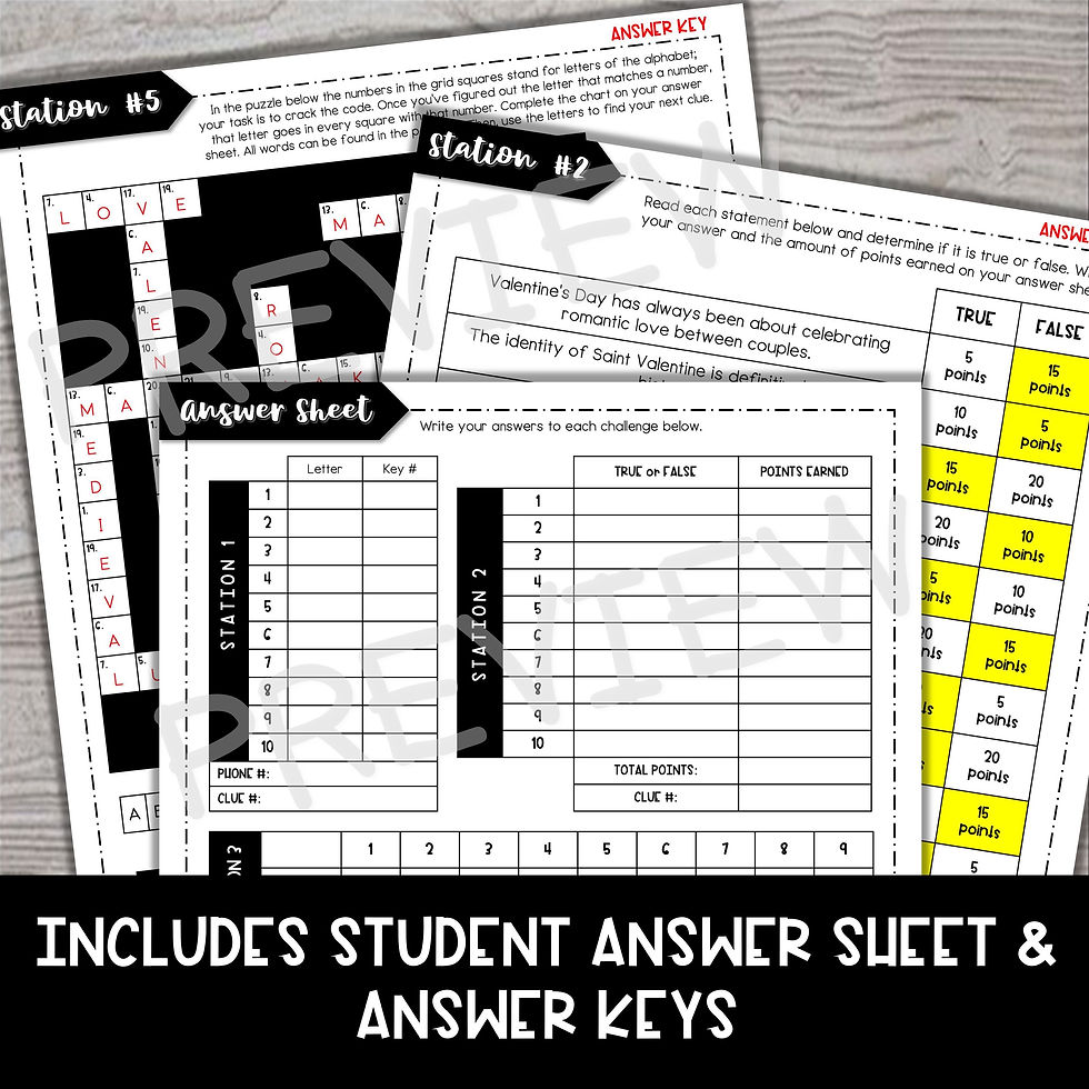 Thumbnail: Valentine's Day History ESCAPE ROOM STATIONS Activity - Reading Comprehension