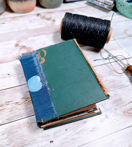 Green and Blue Book Cover Journal | LauraMixedMedia