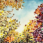coloured branches with sky in the middle