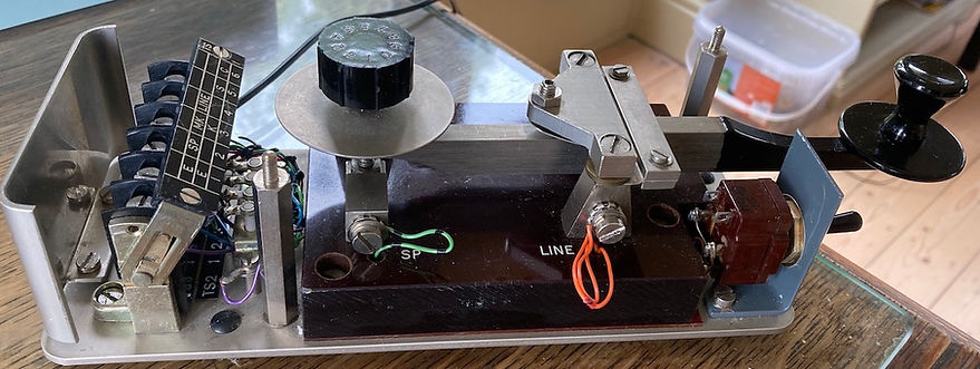 The Morse key with the cover removed