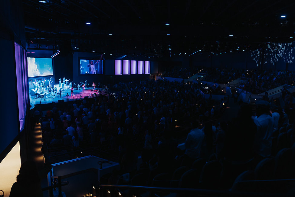 Congregation in church service