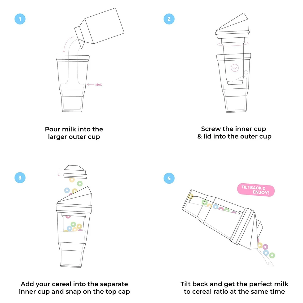 Thumbnail: XL White: Portable Plastic Cereal Cup for Breakfast on the Go, Bpa-Free & Dishwa