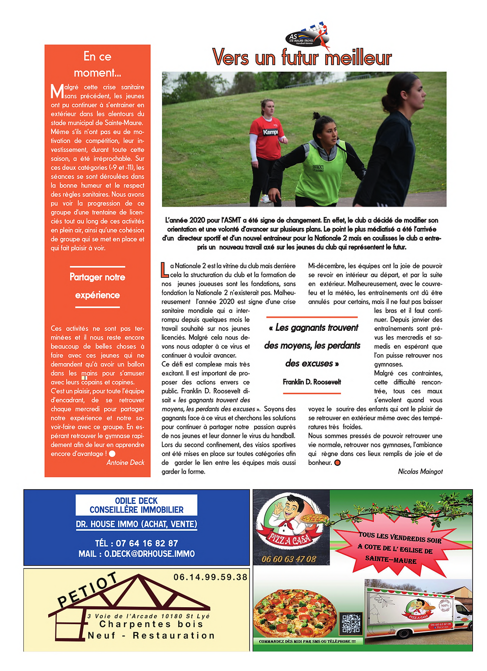US Sainte-Maure Handball Masculin - Hand Express - Magazine Mai 2021