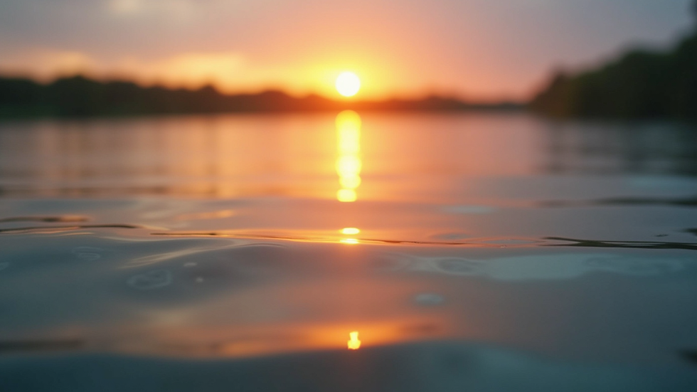 Close-up view of a serene lake at sunset symbolizing hope and new beginnings