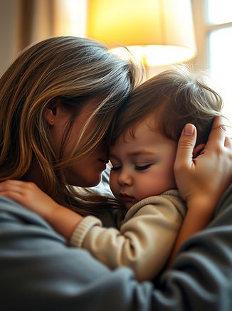 A tender close-up shot of a mother & young child in a gentle Embrace Perhaps with the chil