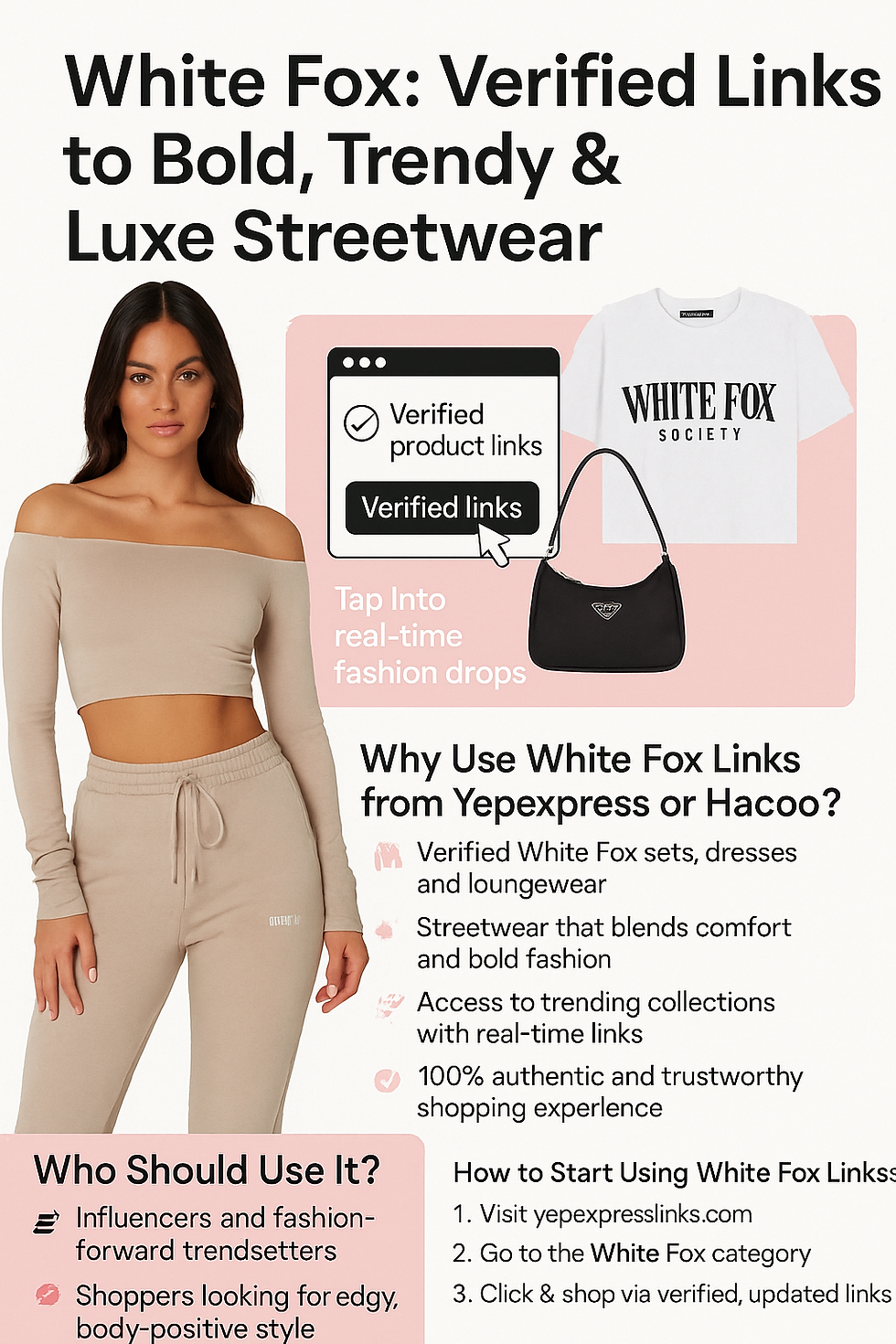 White Fox ruházat élénk városi dizájnnal és ellenőrzött linkekkel