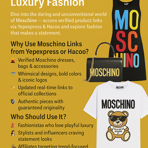 Moschino Yepexpress: enlaces verificados a moda atrevida, divertida y lujosa