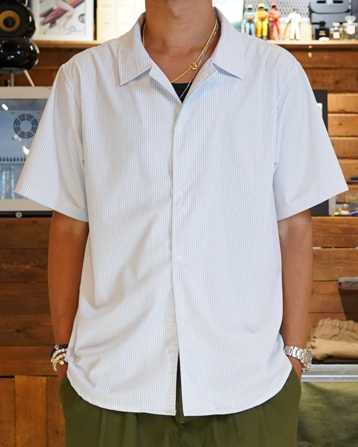 Luckyeight Camp Collar Striped Shirt