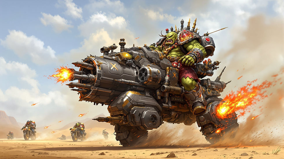 Wazdakka Gutsmek leading Ork Speed Freeks on warbikes