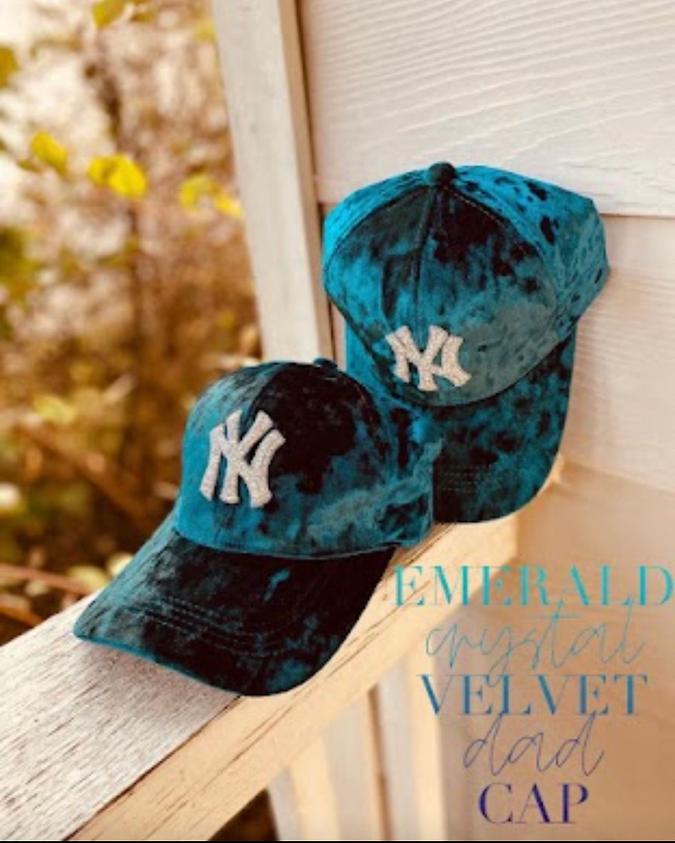 NY Crystal Velvet Dad Caps | Jewel'z Closet