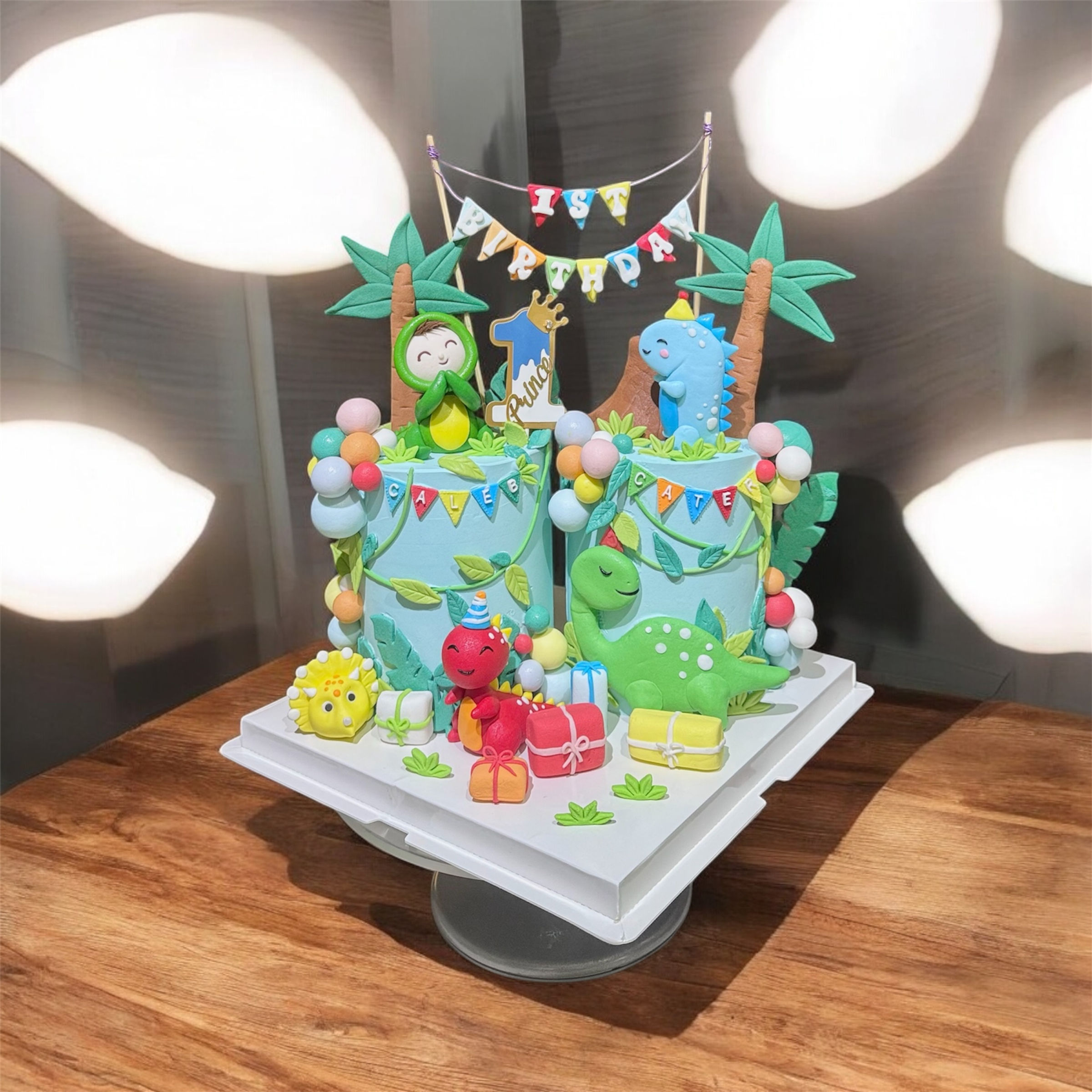 Twins Cake Baby Dinosaur Theme