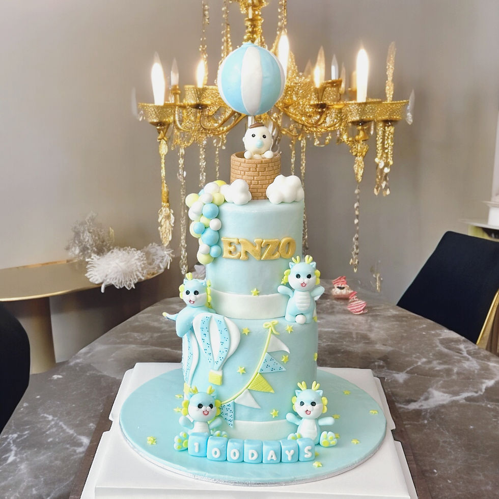 Baby Dragon cake With Hot Air Balloon