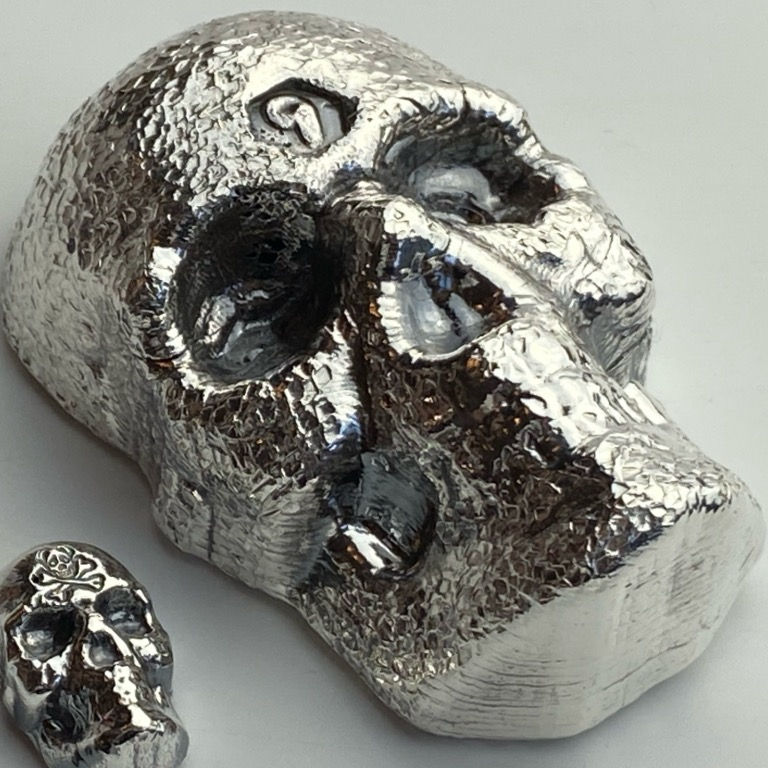 Thumbnail: 30 OZT MAMMOTH SILVER SKULL!! .999 fine silver hand poured textured skull.  