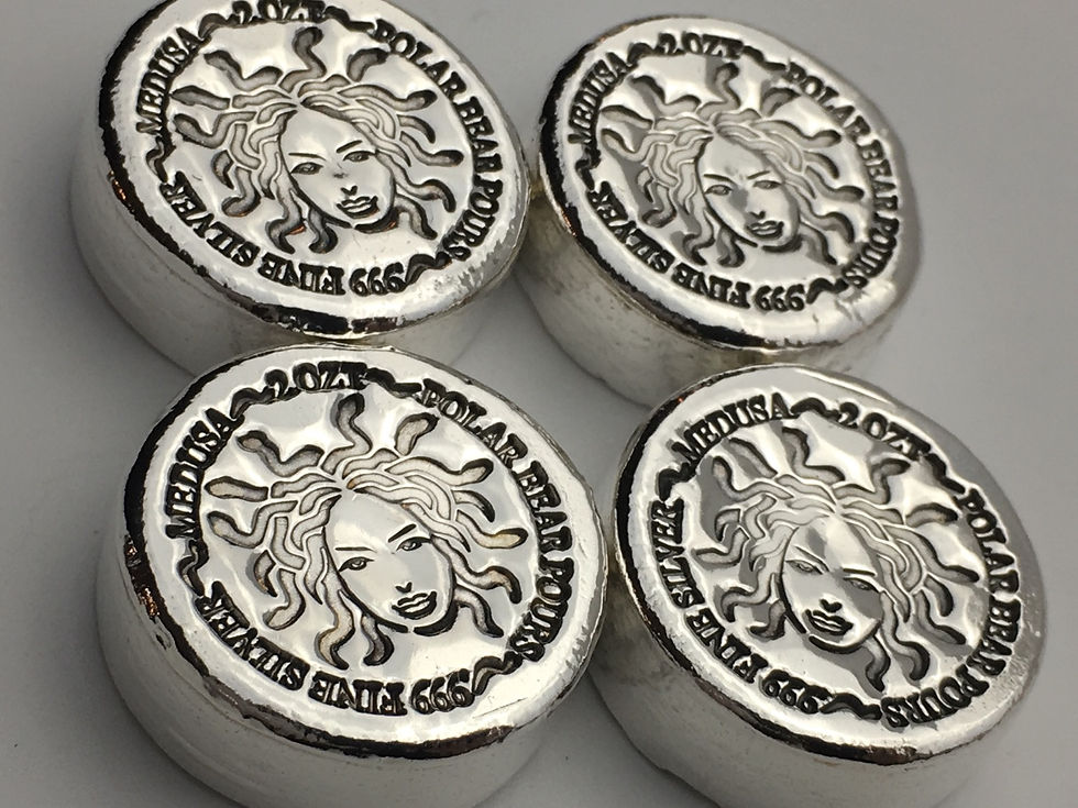 Thumbnail: 2 OZT Medusa hand poured silver 