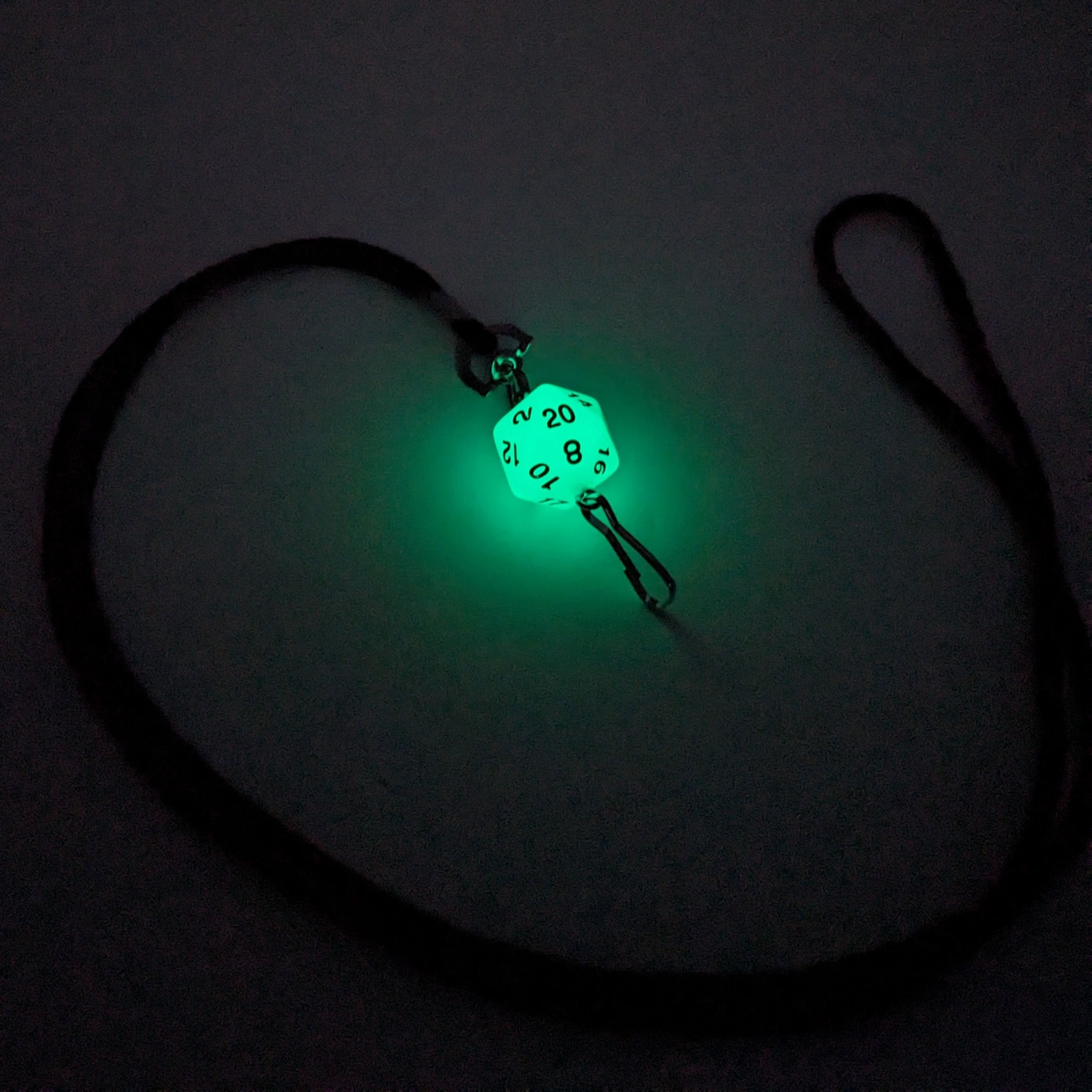 Glow-in-the-Dark Blue D20 Lanyard