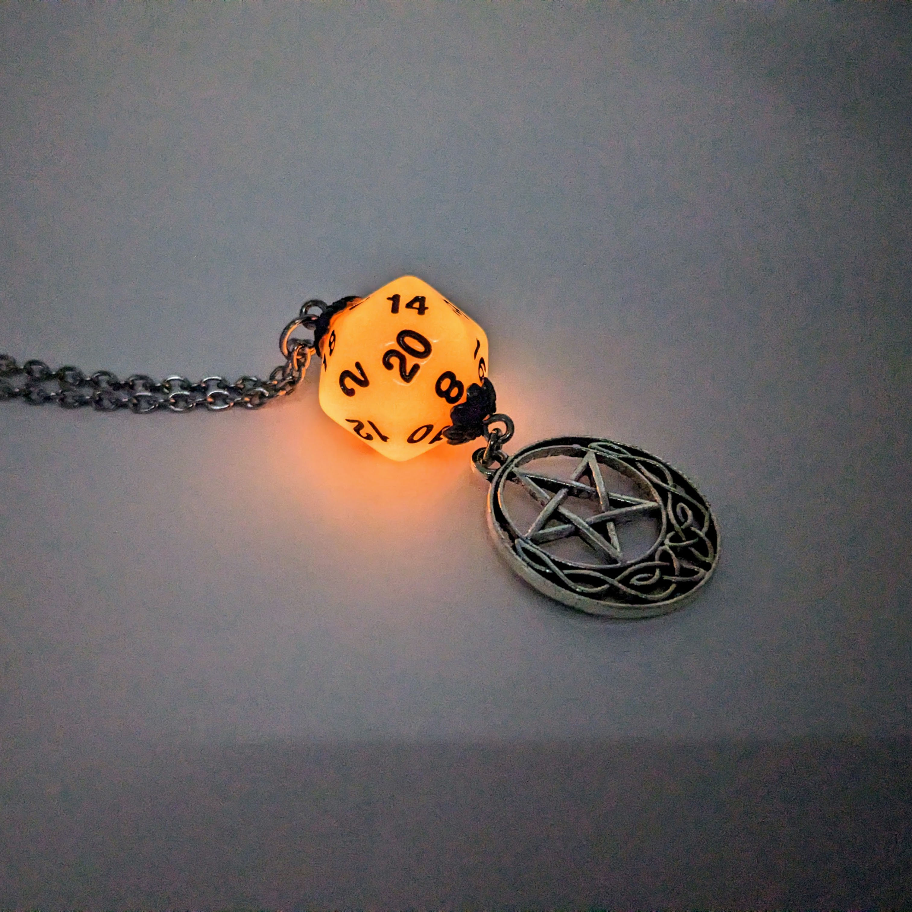Glowing Pentacle D20 Pendant